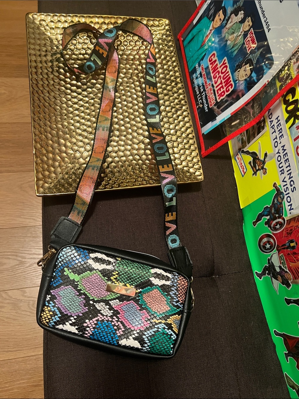 #1208=Fashion to Figure Black Multicolor Crossbody Bag - Picture 6 of 9